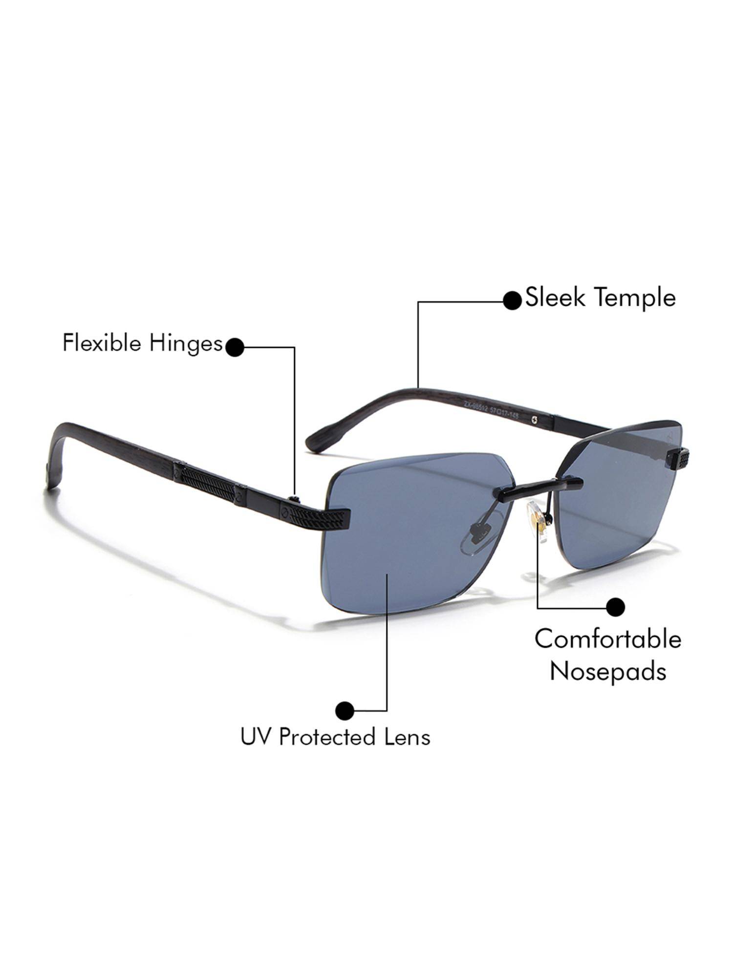 李　1206060 Buy Eyejack Unisex Metal Grey Lens Rectangle Rimless Sunglasses