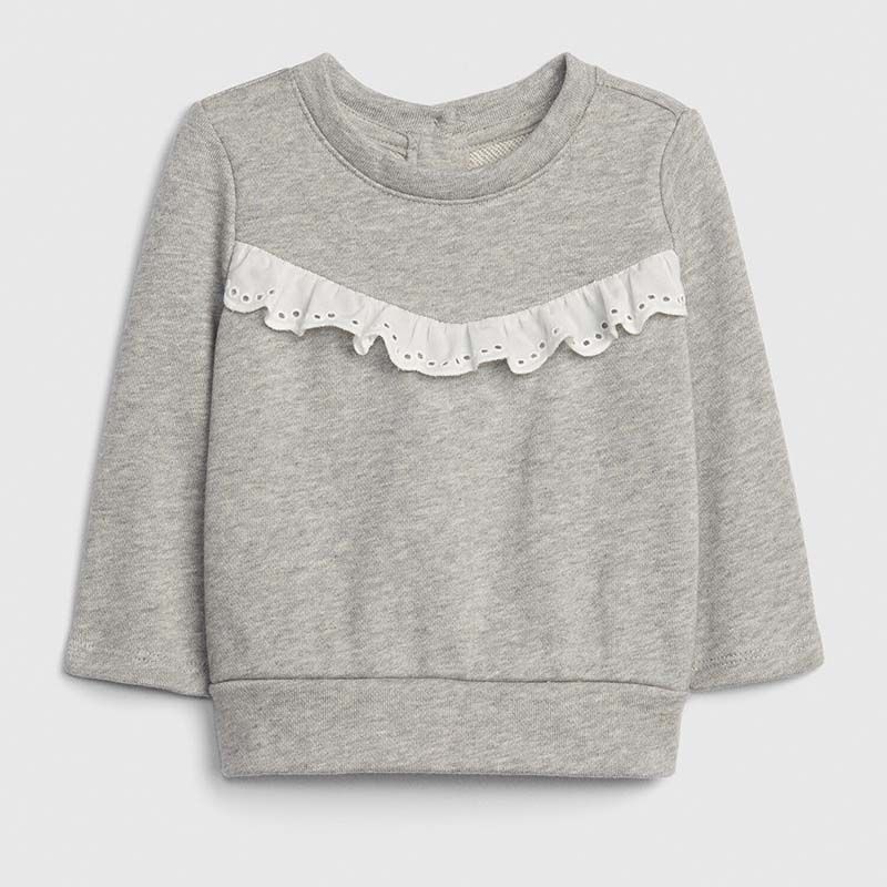 grey ruffle sweatshirt