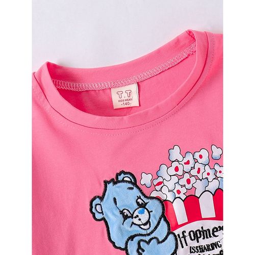 Buy Hopscotch Girls Pink and Blue Graphic Print T-Shirt and Short