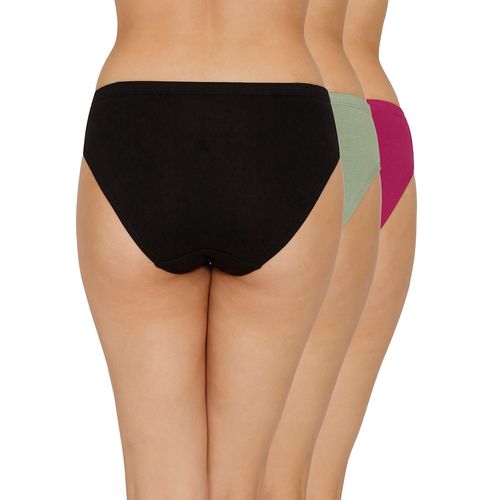 Inner Elastic Solid Mid Rise Bikini Panties (Pack of 3)