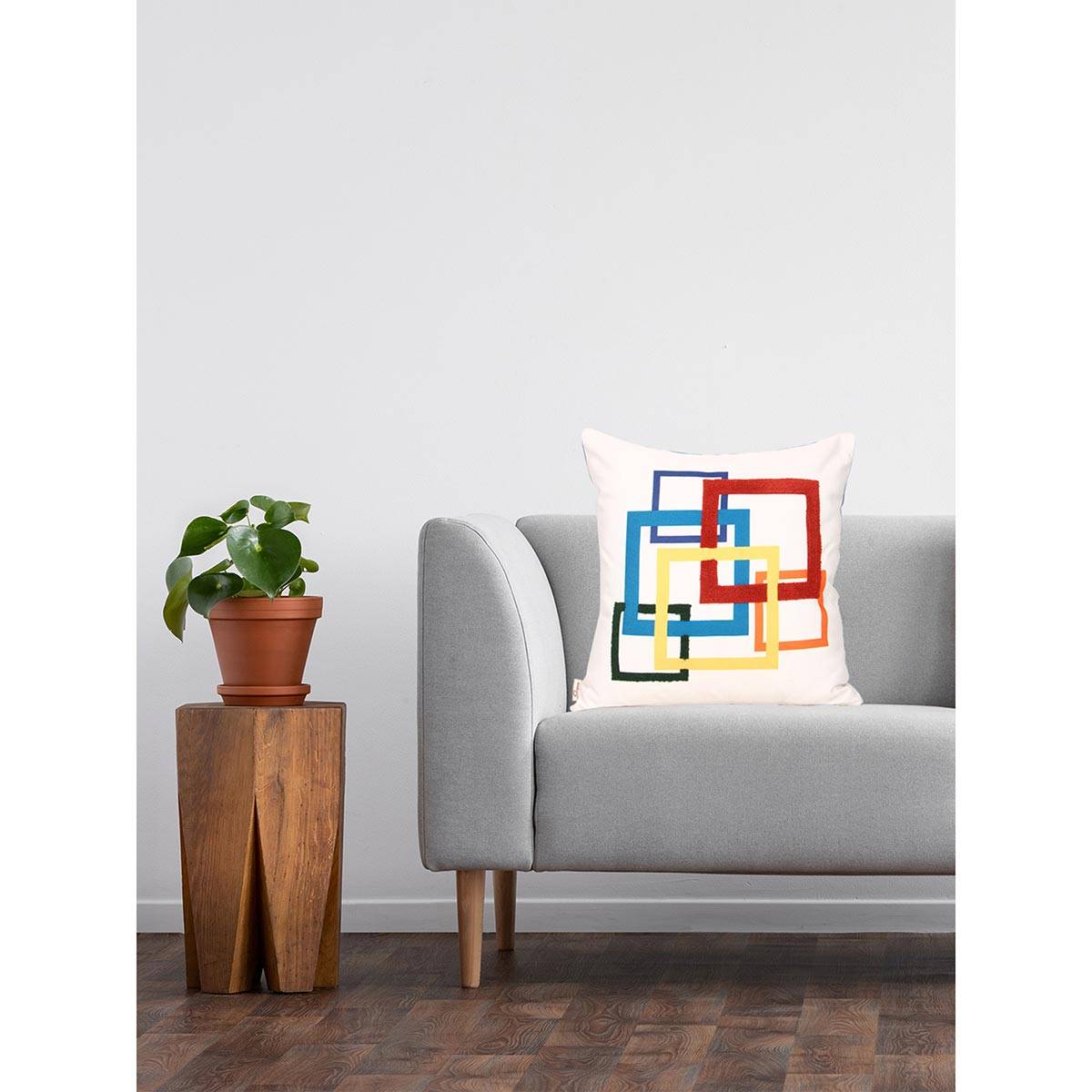 Sivya by Home Square Cushion Cover Printed And Embroidered Square MultiColour Pack Of 1