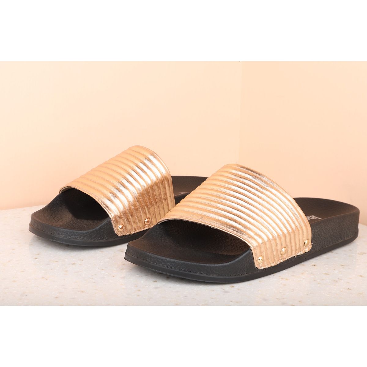 superdry rose gold sliders