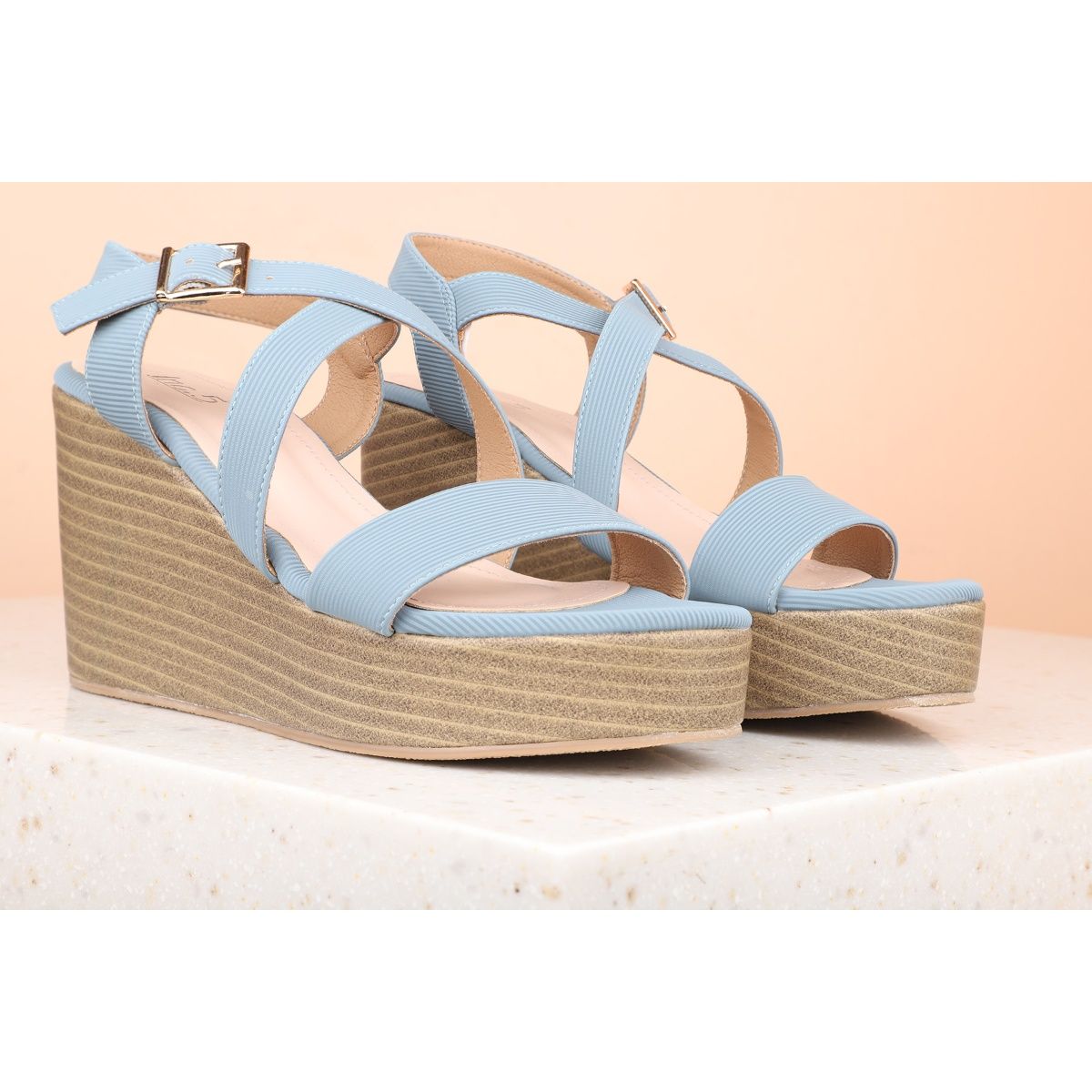 sky blue wedges