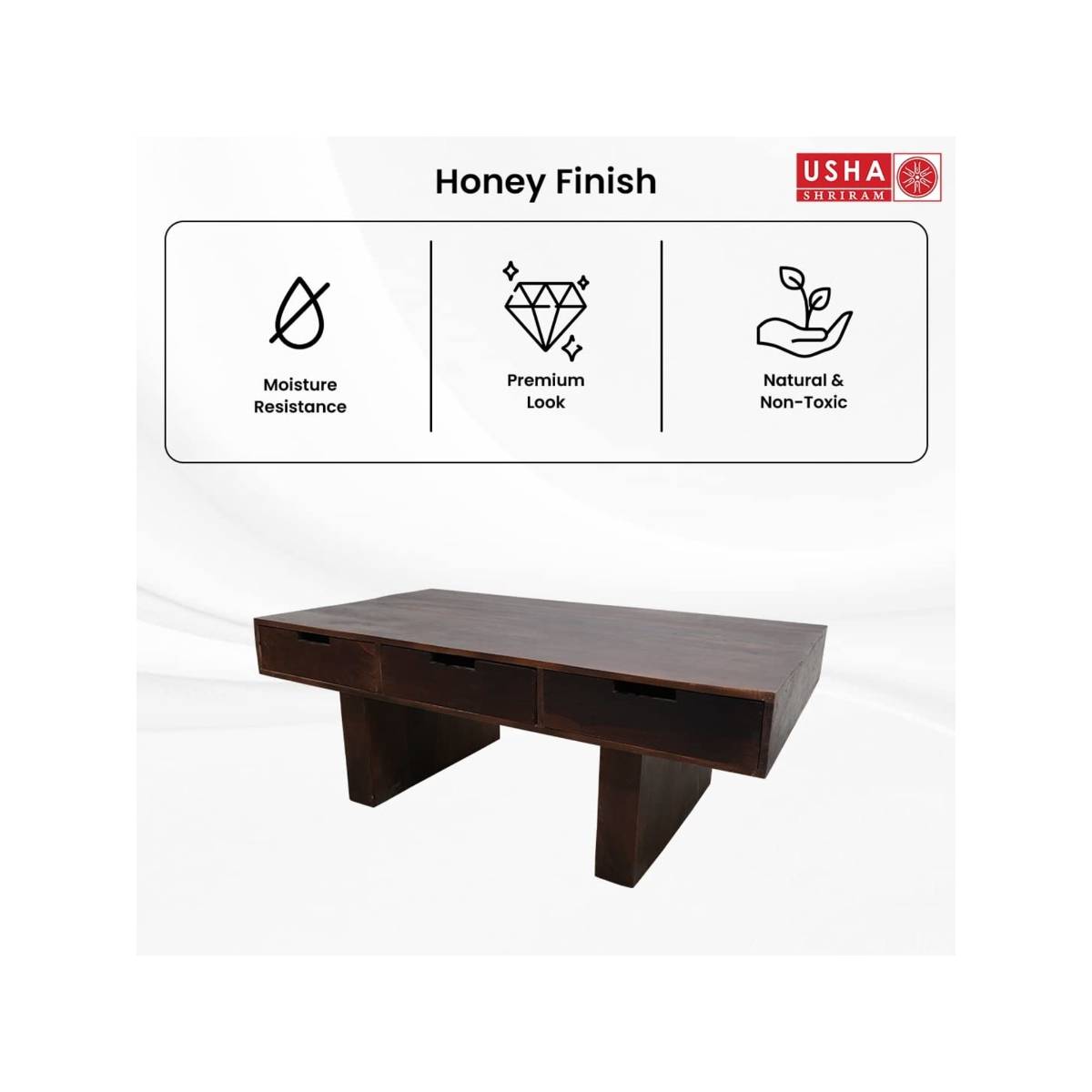 Buy USHA SHRIRAM Centre Table Living Room-Honey Finish Online