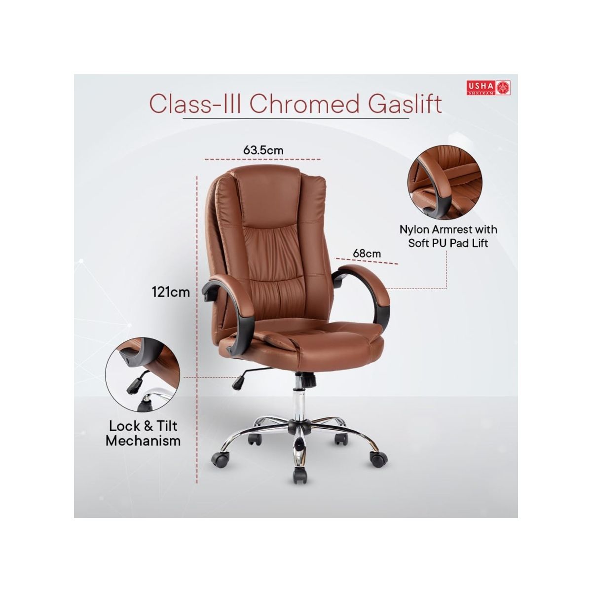 Buy USHA SHRIRAM Brown Office Chair Online