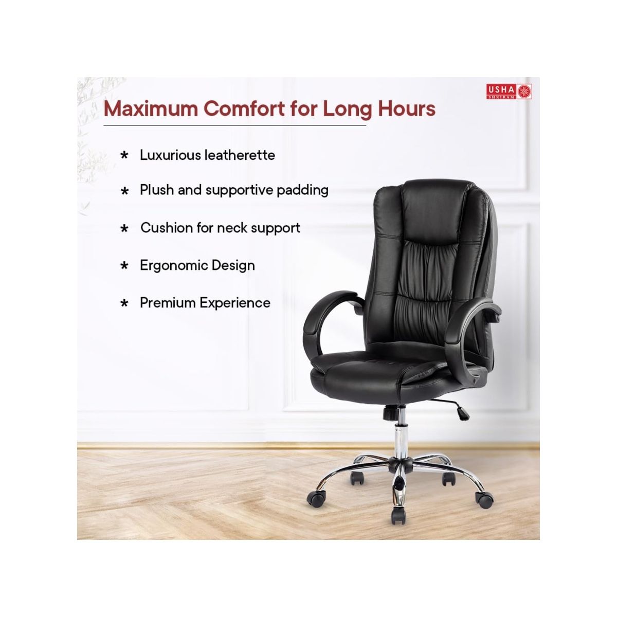 Buy USHA SHRIRAM Black Office Chair Online