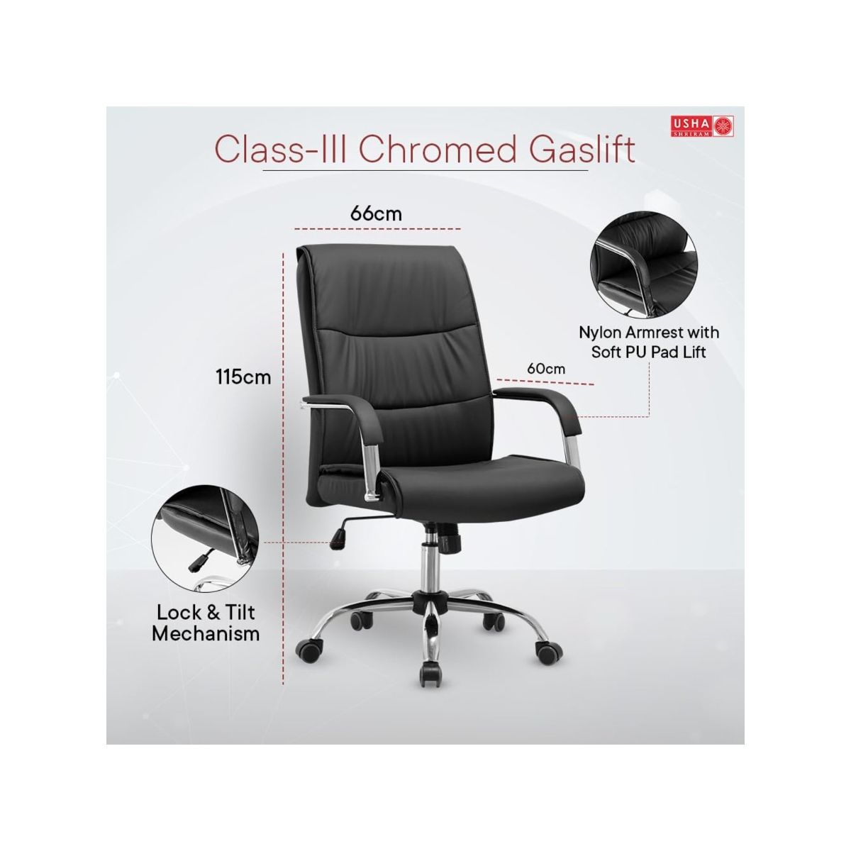 Buy USHA SHRIRAM Black Office Chair Ushoc104Blk Online