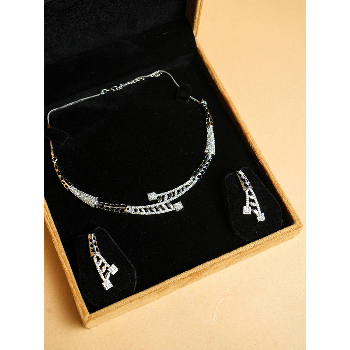 VIRAASI White American Diamond Jewellery Set