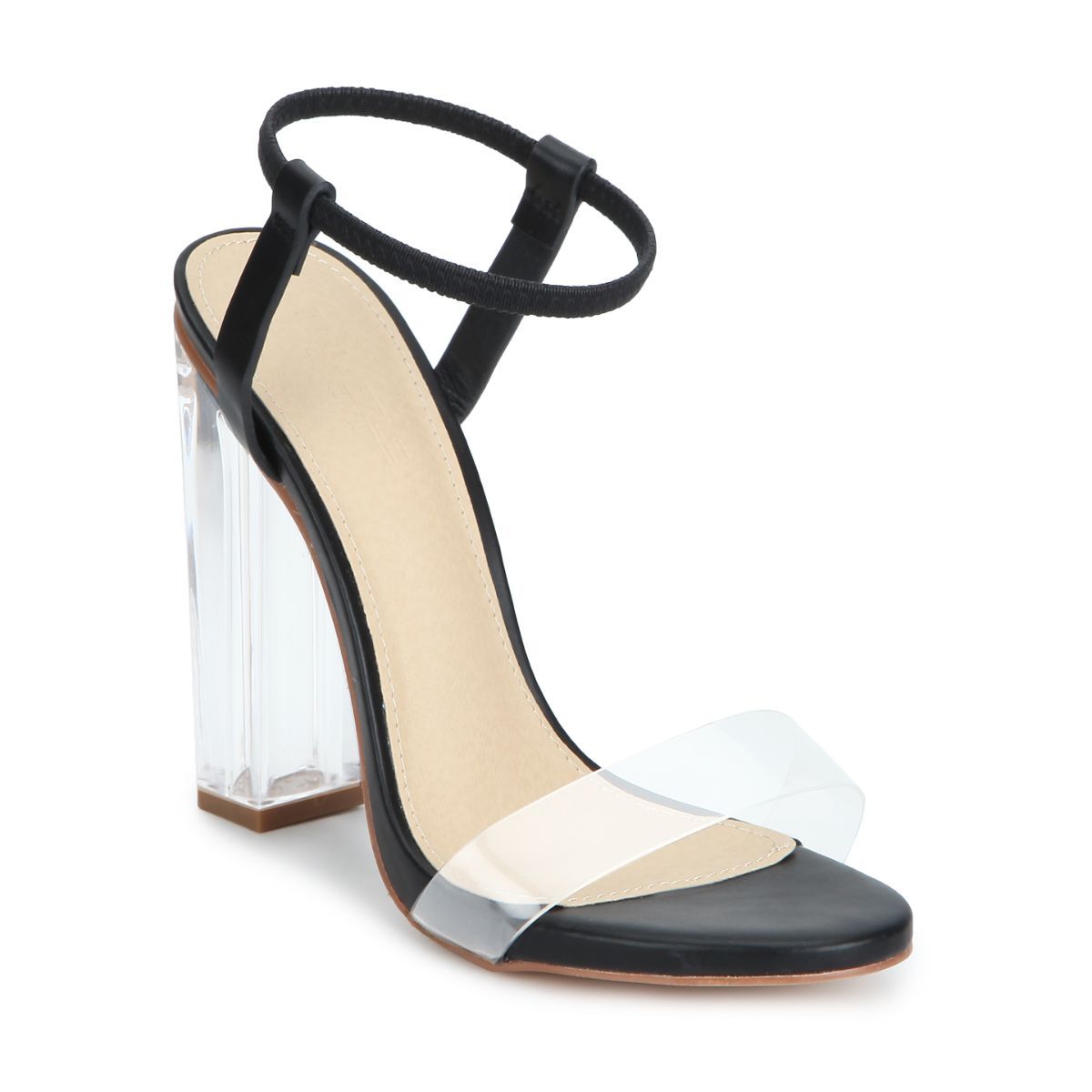 Truffle Collection Black Pu Thin Ankle Strap Perspex Block Heels - UK 4:  Buy Truffle Collection Black Pu Thin Ankle Strap Perspex Block Heels - UK 4  Online at Best Price in India | Nykaa