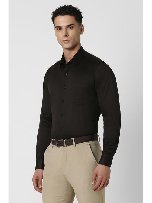 Buy Van Heusen Men Black Slim Fit Solid Full Sleeves Formal Shirt Online