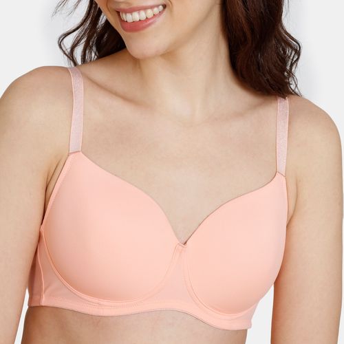 Buy Zivame Glitter Straps Padded Non Wired 3-4th Coverage T-shirt Bra -  Peach Pearl Online