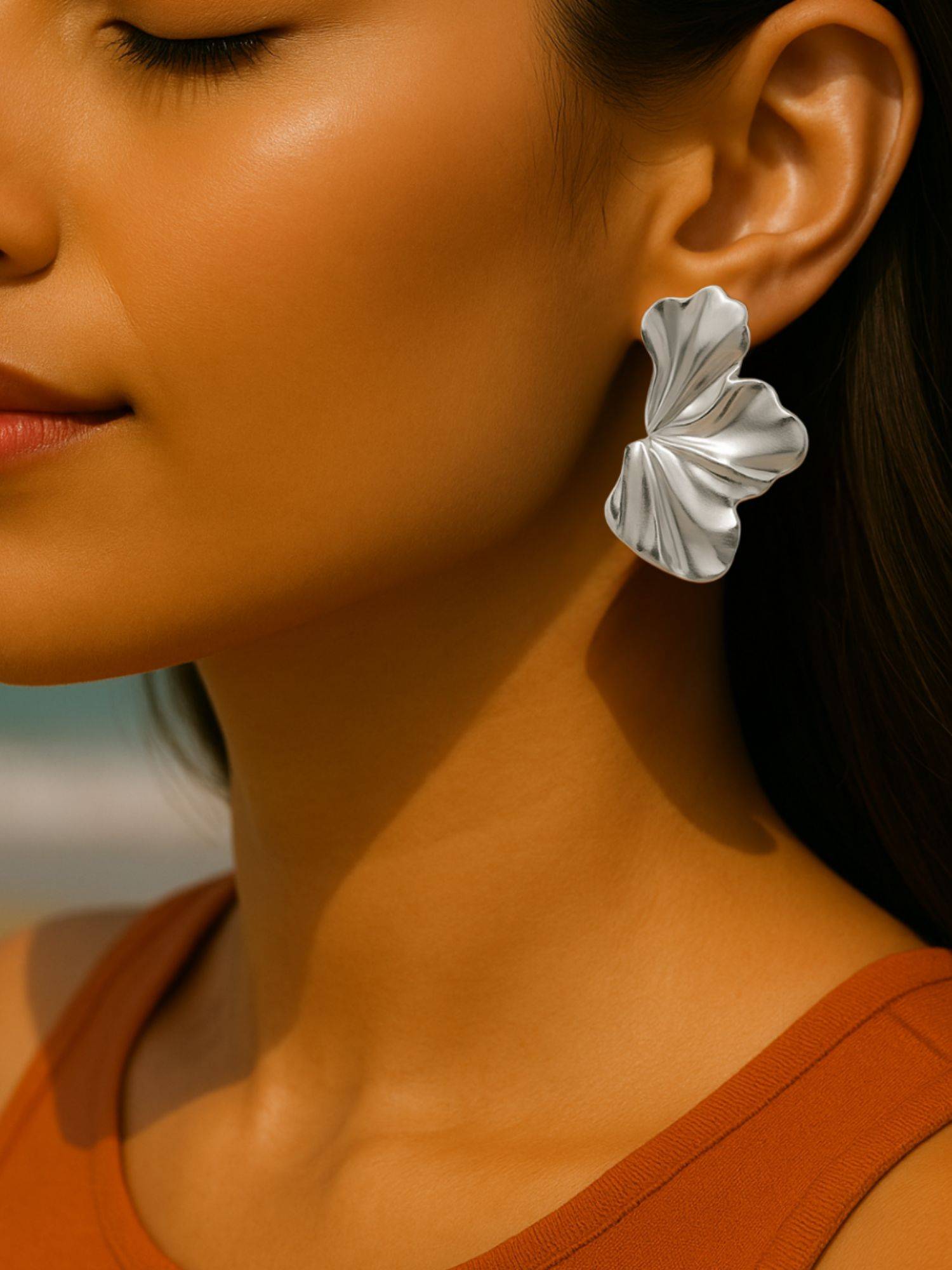 I Jewels Gold Toned Statement Stud Earrings