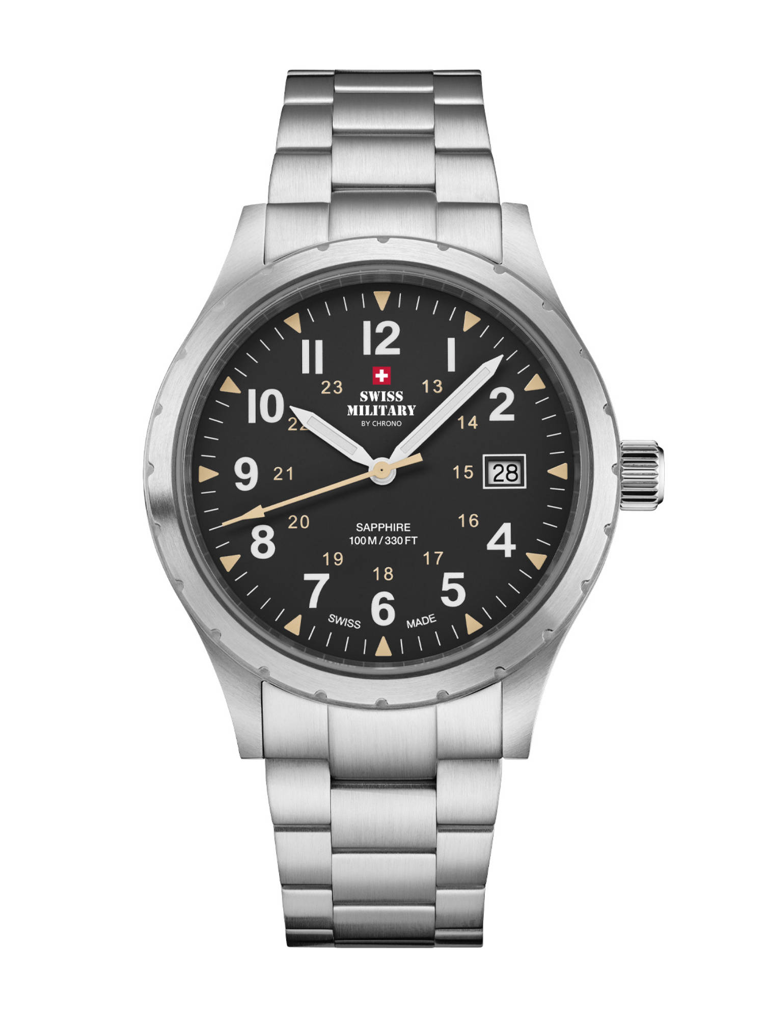 Swiss Military by Chrono Men Swiss Made Quartz Black Dial Analog Watch (SM34108.01) (M)