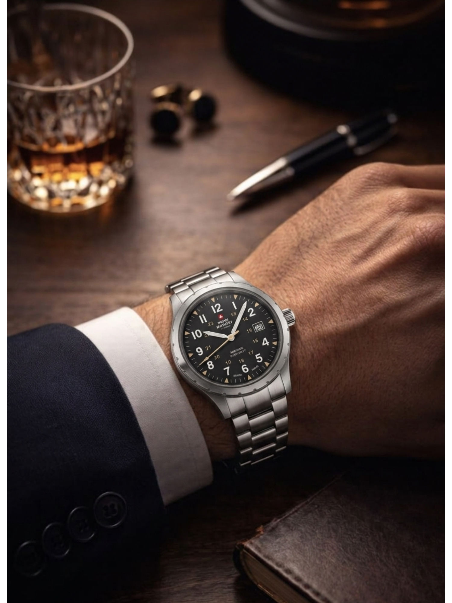 Buy Swiss Military by Chrono Men Swiss Made Quartz Black Dial