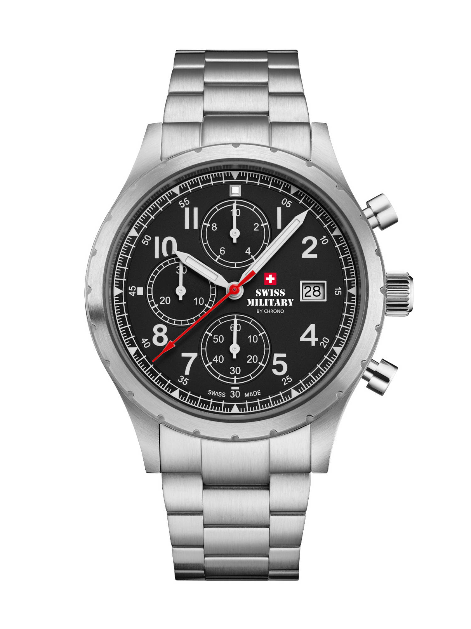Swiss Military by Chrono Men Swiss Made Quartz Black Dial Chronograph Watch (SM34117.01) (M)