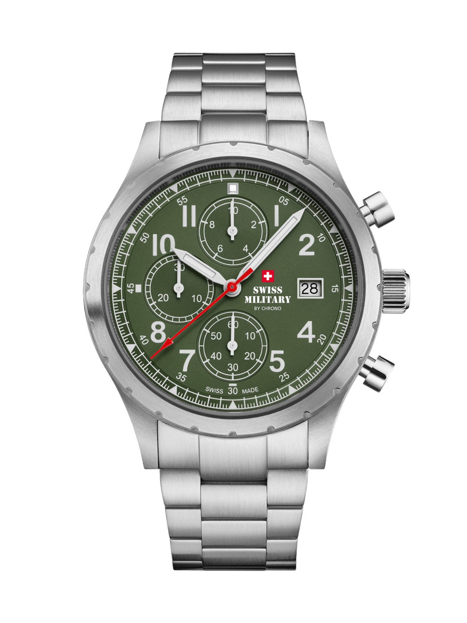 Swiss Military by Chrono Men Swiss Made Quartz Green Dial Chronograph Watch (SM34117.03) (M)