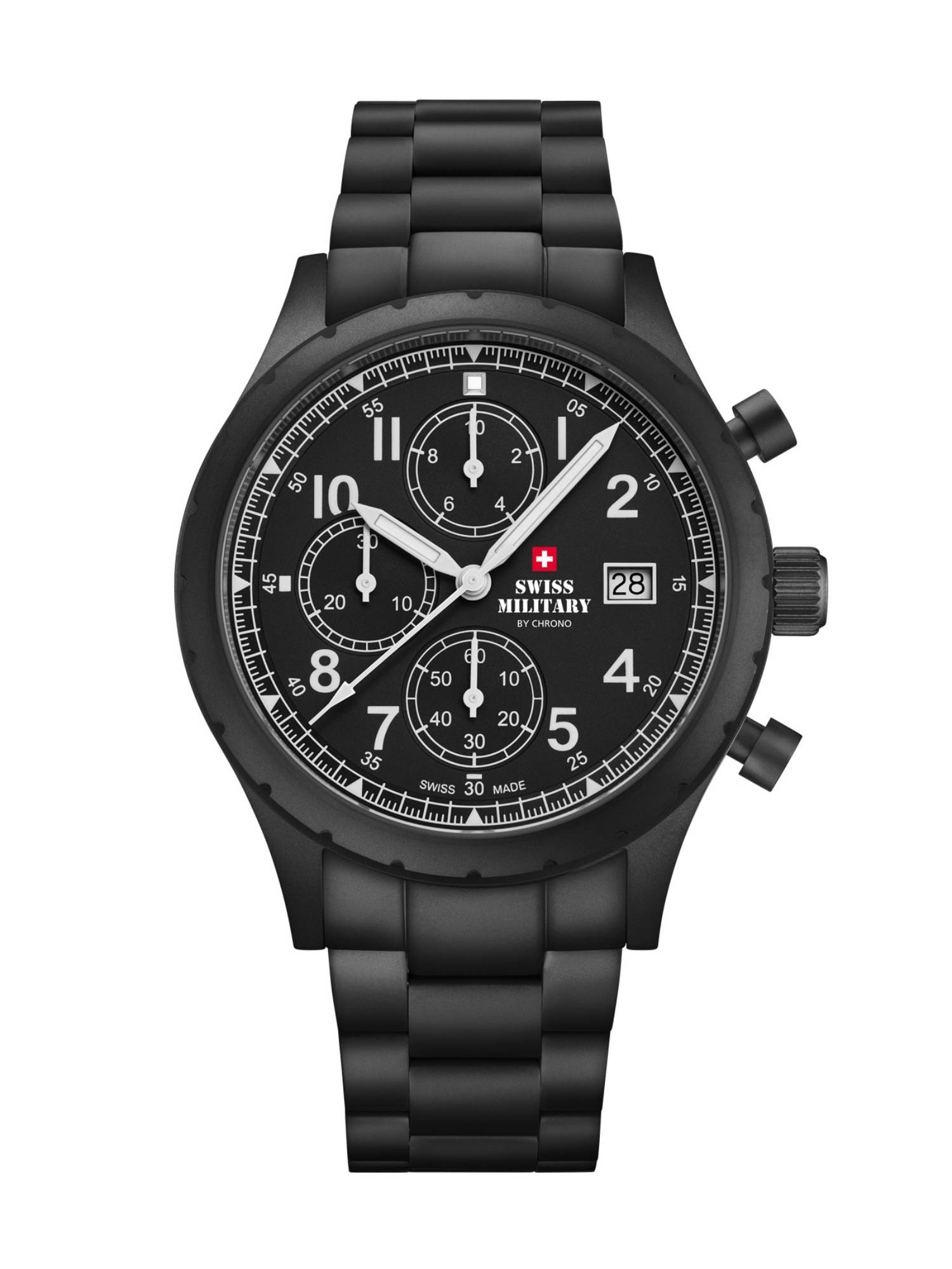 Swiss Military by Chrono Men Swiss Made Quartz Black Dial Chronograph Watch (SM34117.05) (M)