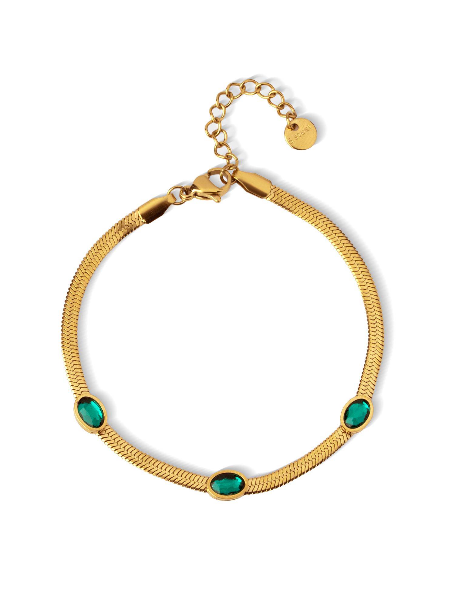 Palmonas Emerald Aura Oval Charm Bracelet For Women - Waterproof And Anti-Tarnish
