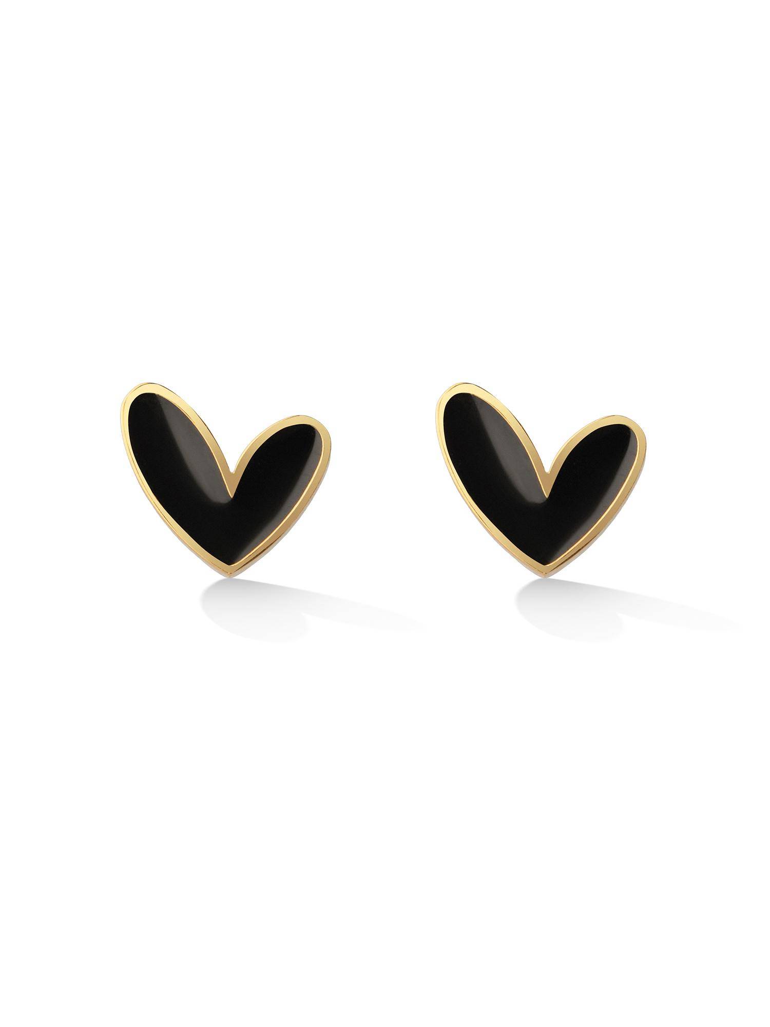 Palmonas Mini Noir Heart Stud Earring For Women - Waterproof And Anti-Tarnish