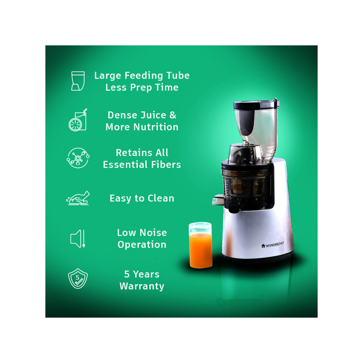 Buy Wonderchef V6 Cold Press Slow Juicer 200W Full Fruit Online