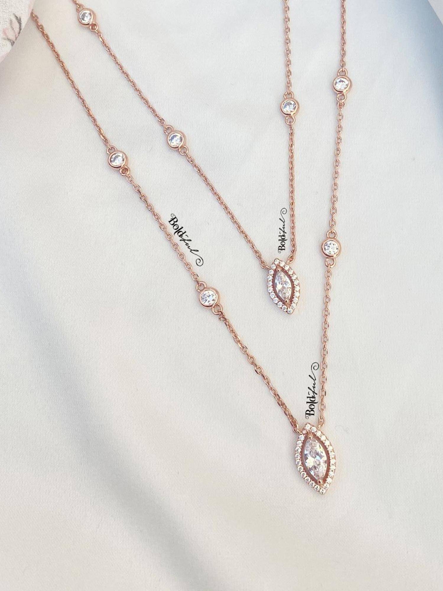 Boldiful Marquise Droplet Layered Necklace