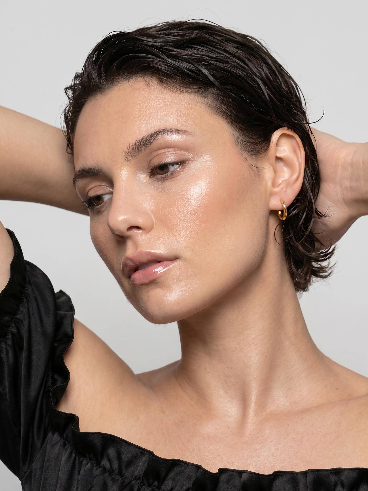 Palmonas Open Arc Mini 925 Sterling Silver Hoop Earrings
