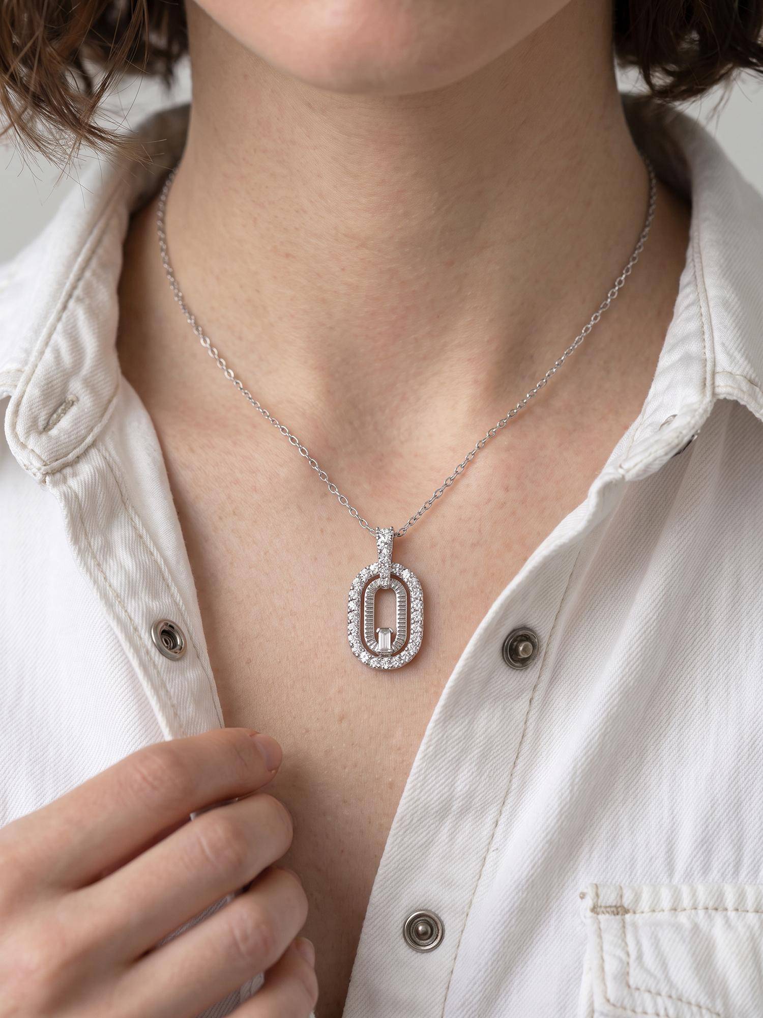 Palmonas Modern Paperclip 925 Sterling Silver Necklace