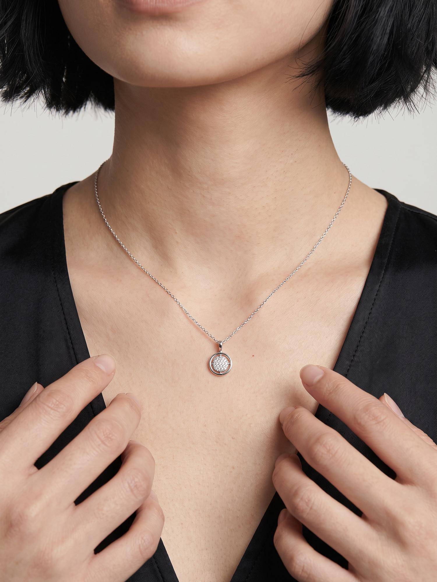 Palmonas Crystal Disc 925 Sterling Silver Necklace