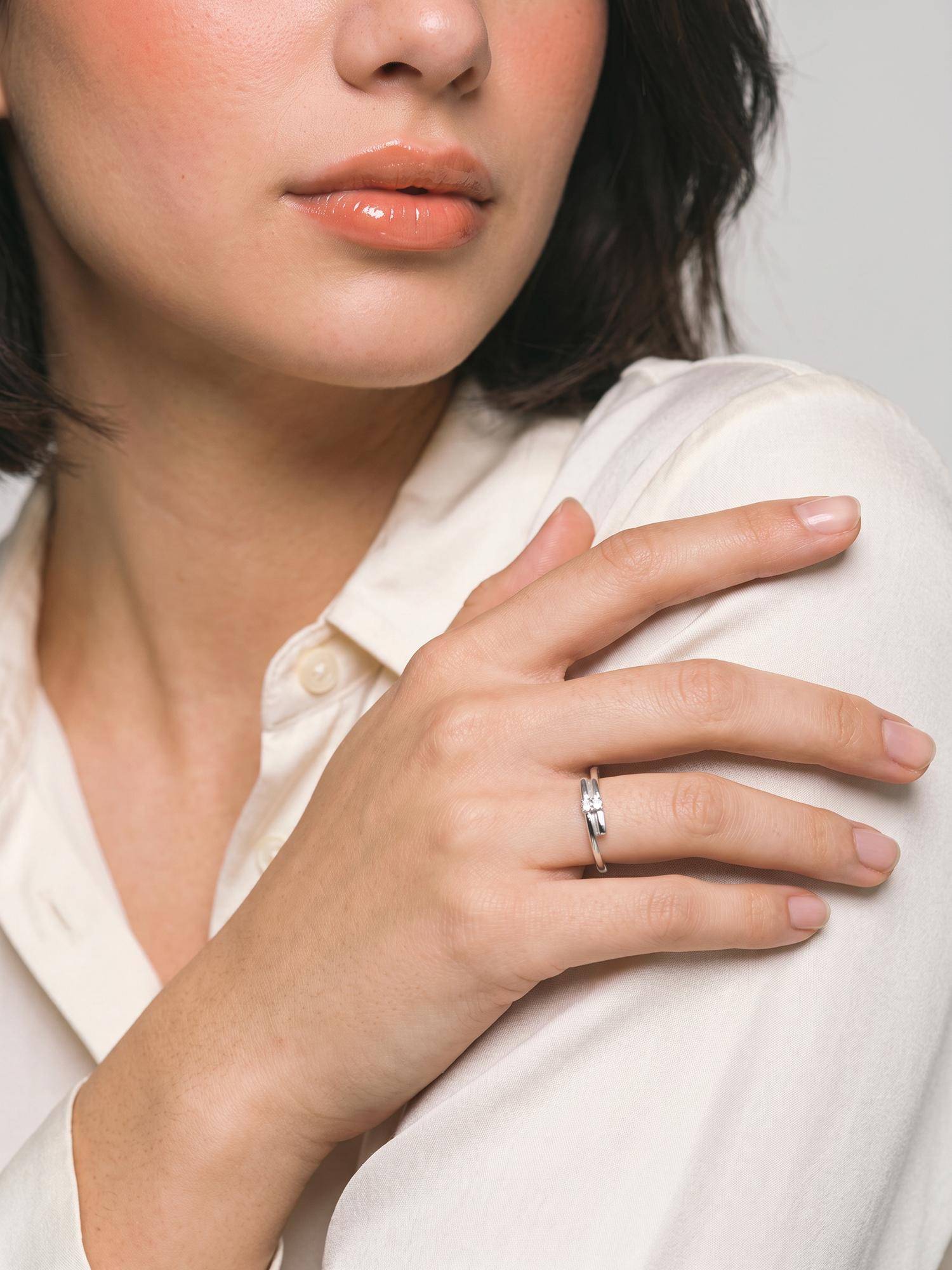 Palmonas Splitline Minimal 925 Sterling Silver Open Adjustable Ring