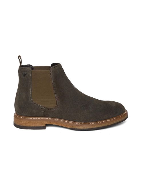 MASABIH Olive Genuine Suede Leather Chelsea Elastic Boots for Men