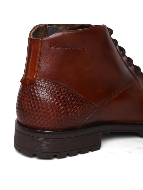 MASABIH Ankle Length Genuine Leather Burgundy Chukka Lace Up Boots for Men