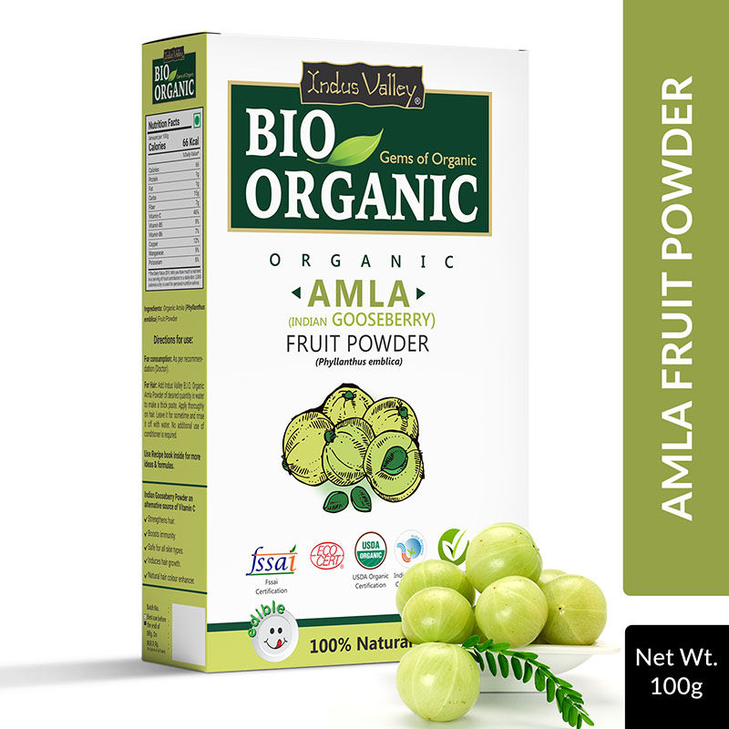 Indus Valley Bio Organic Amla Indian Gooseberry Powder 100% Organic for Hair