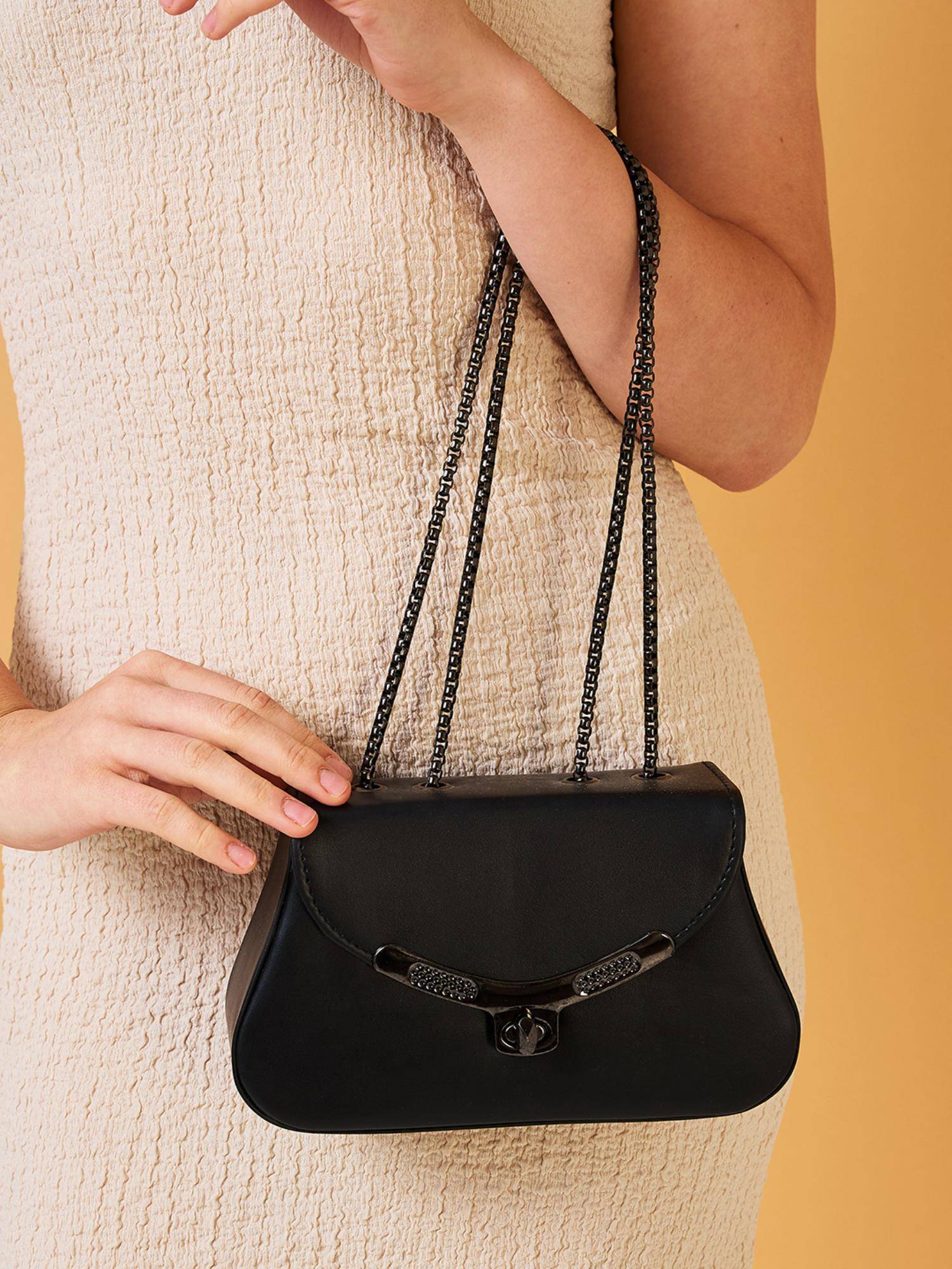 Buy Caprese Women Miko Black Medium Sling Bag (M) Online