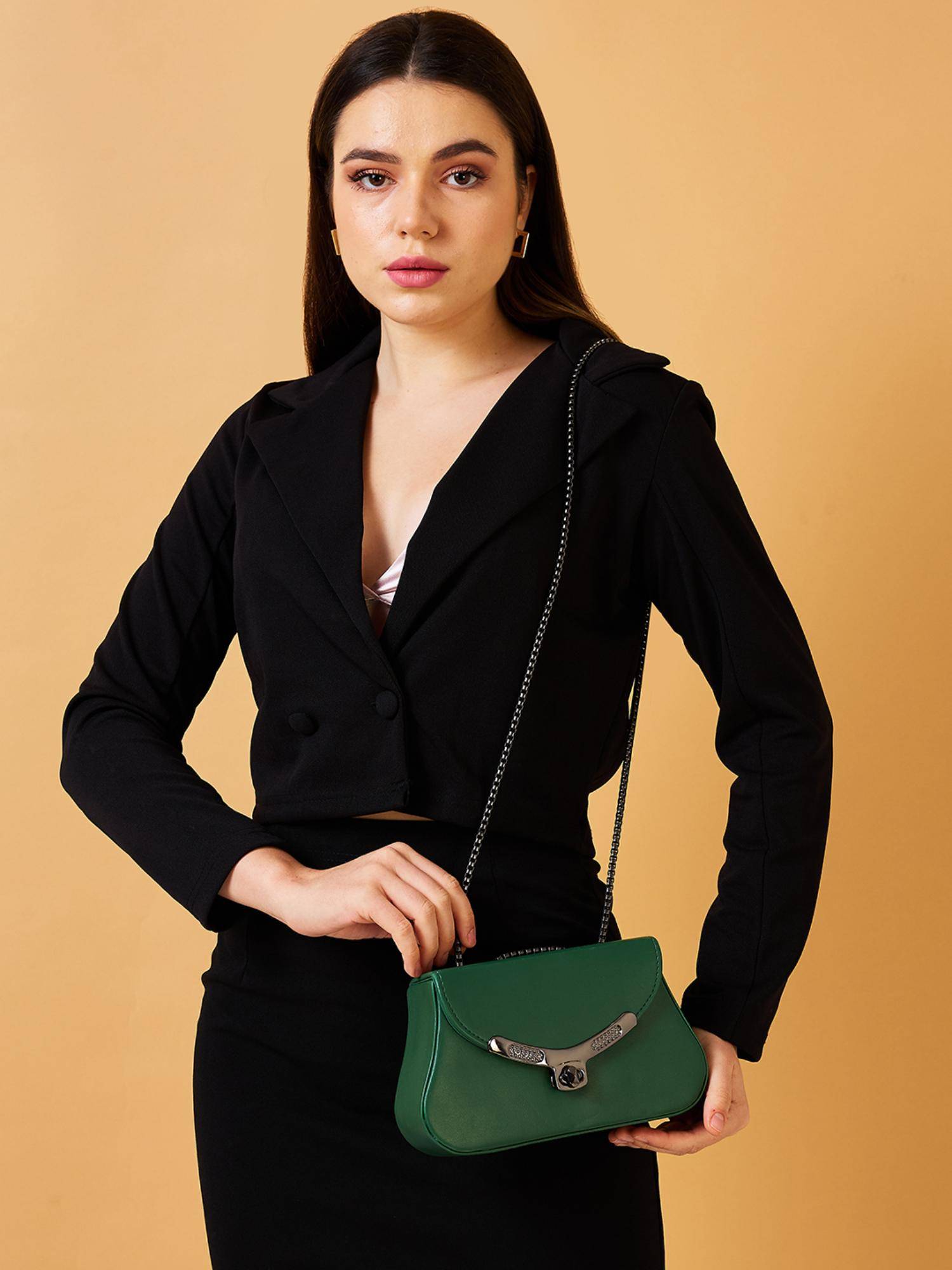 Buy Caprese Women Miko Green Medium Sling Bag (M) Online