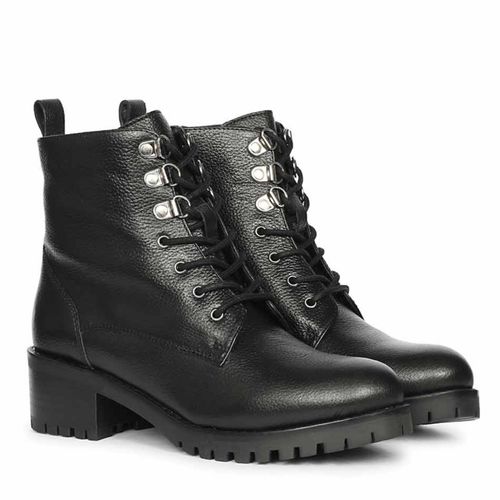 Saint G Womens Black Leather Lace Up Ankle Boots (EURO 36)