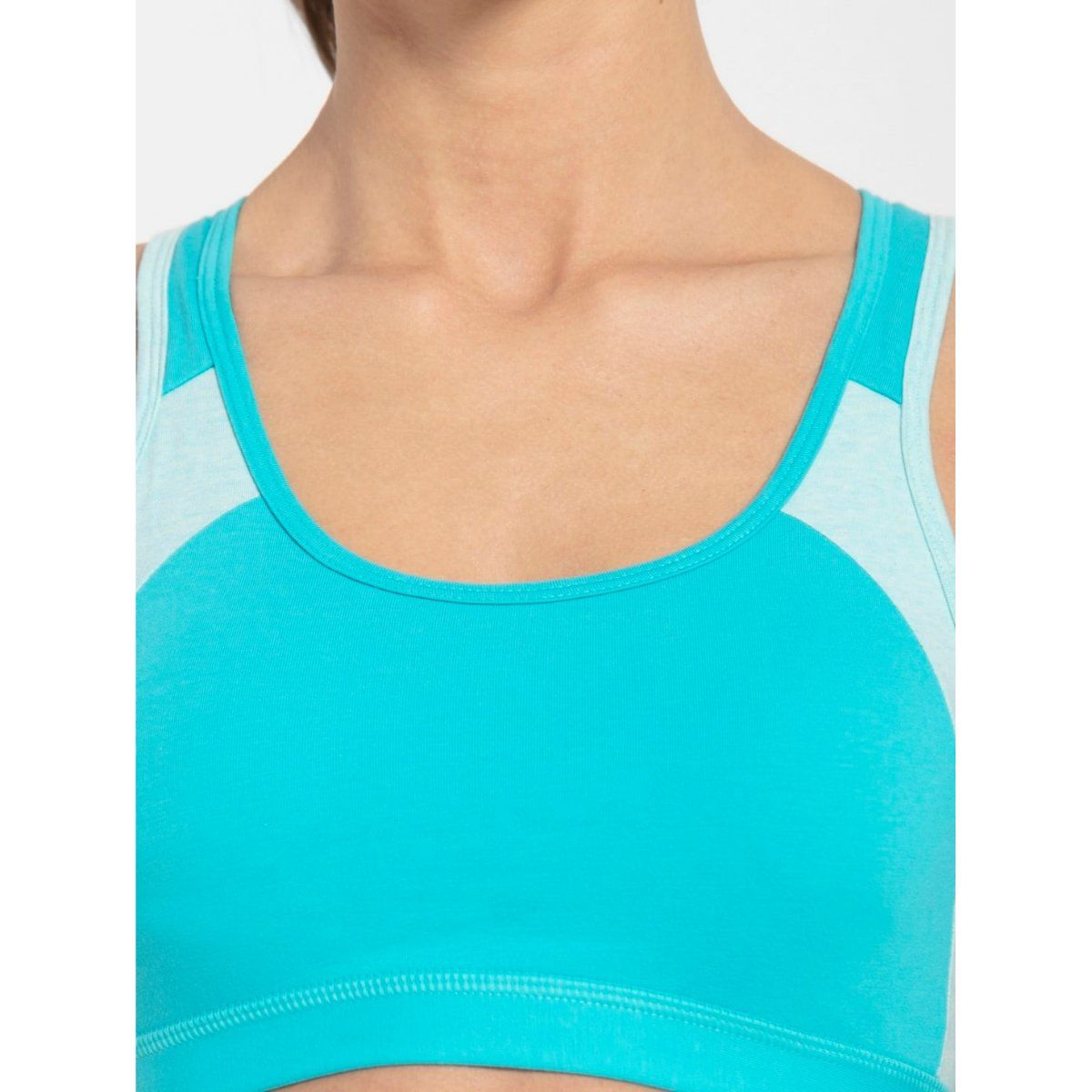 Buy Jockey 1380 Wirefree Padded Cotton Elastane Active Bra Teal and Mint 3XL Online