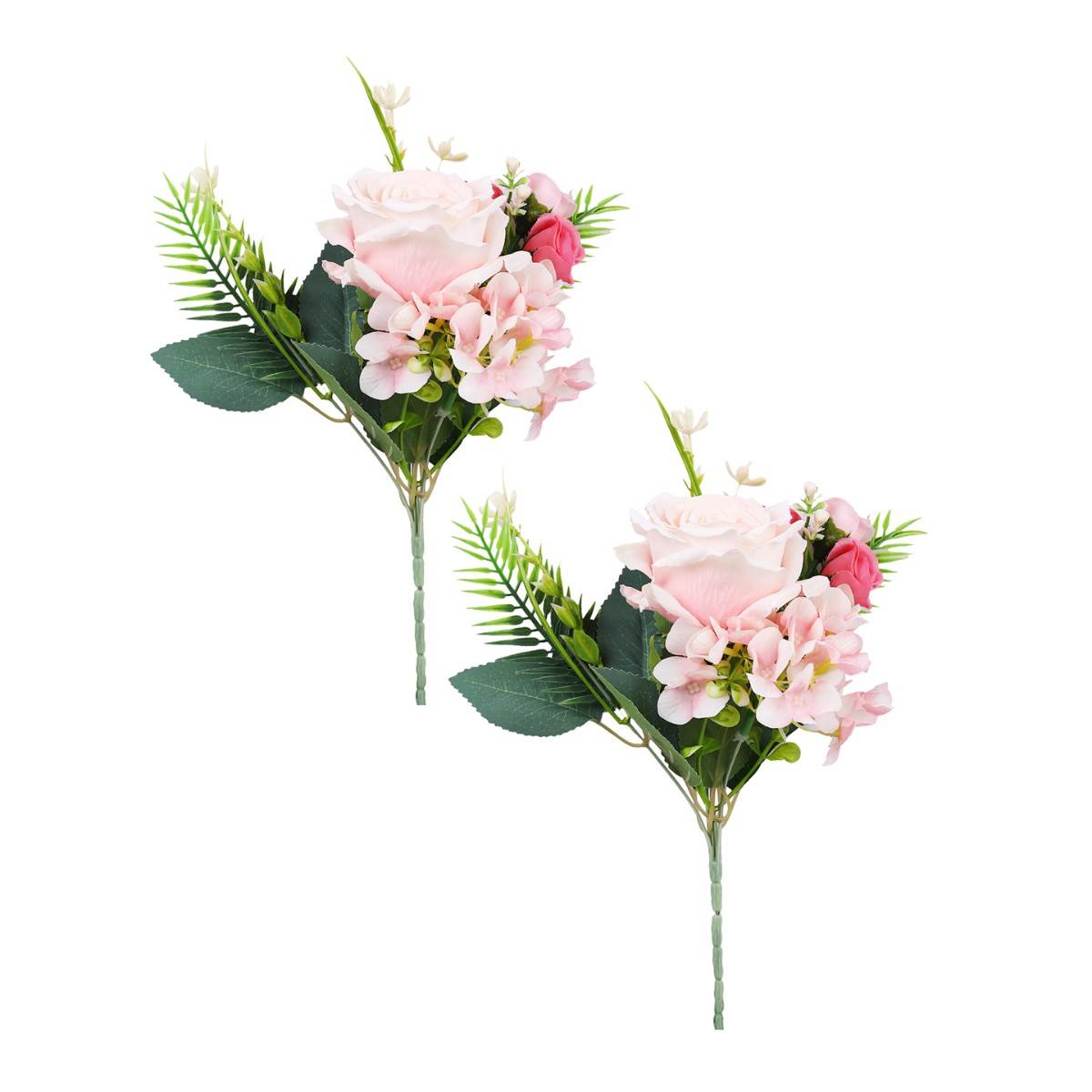Buy Tayhaa Pink & Green 2 Pieces Rose Artificial Flower Online