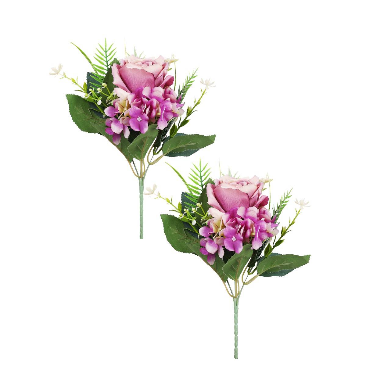Buy Tayhaa Purple & Green 2 Pieces Rose Artificial Flower Online
