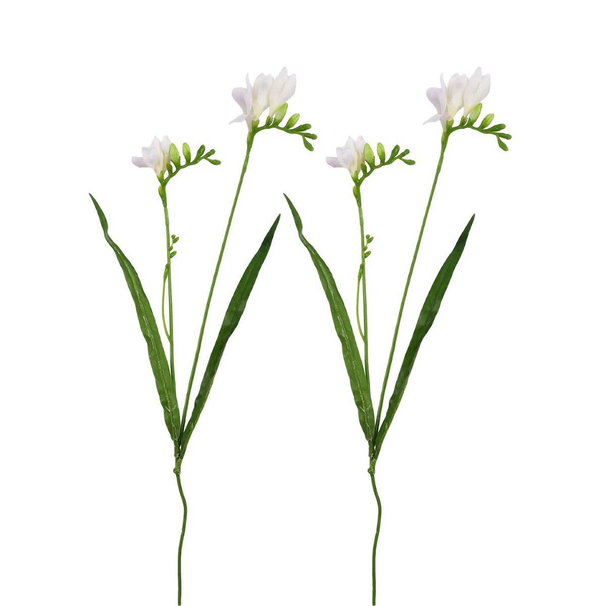 Tayhaa White & Green 2 Pieces Crisp Freesia Blooms Artificial Flower
