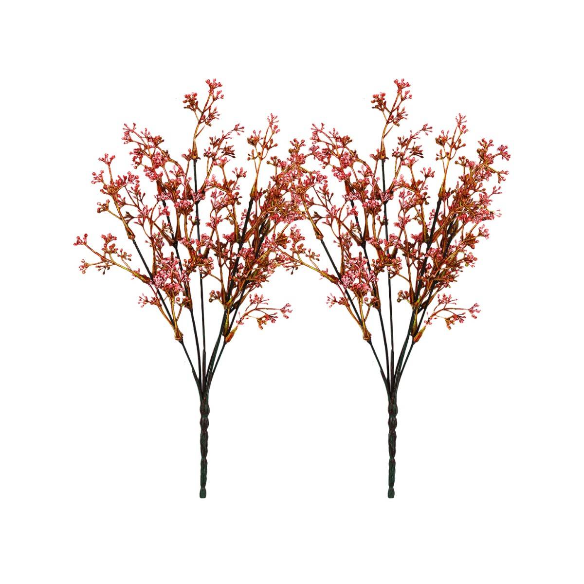 Tayhaa Pink and Brown Berry 2 Pieces Artificial Flower