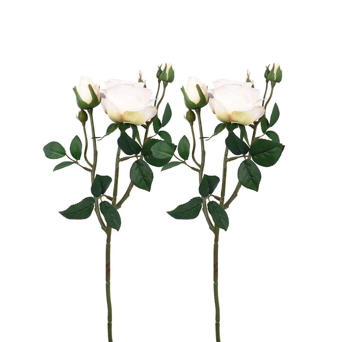 Buy Tayhaa White and Green 2 Pieces Rose Artificial Flower Online