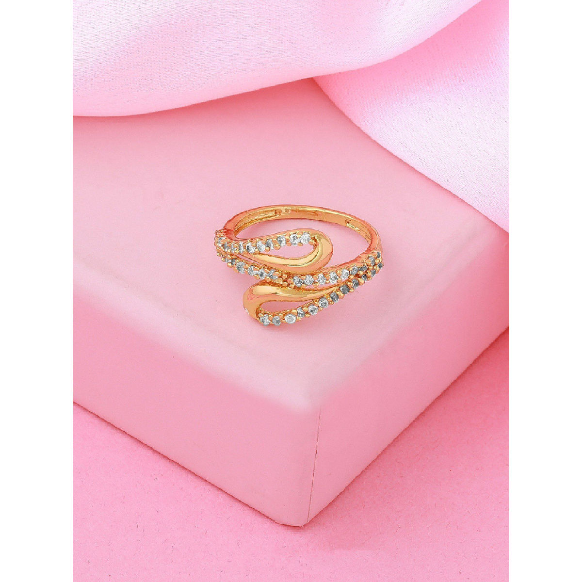 Estele Gold Plated CZ Beautiful Ring for Women: Buy Estele Gold ...