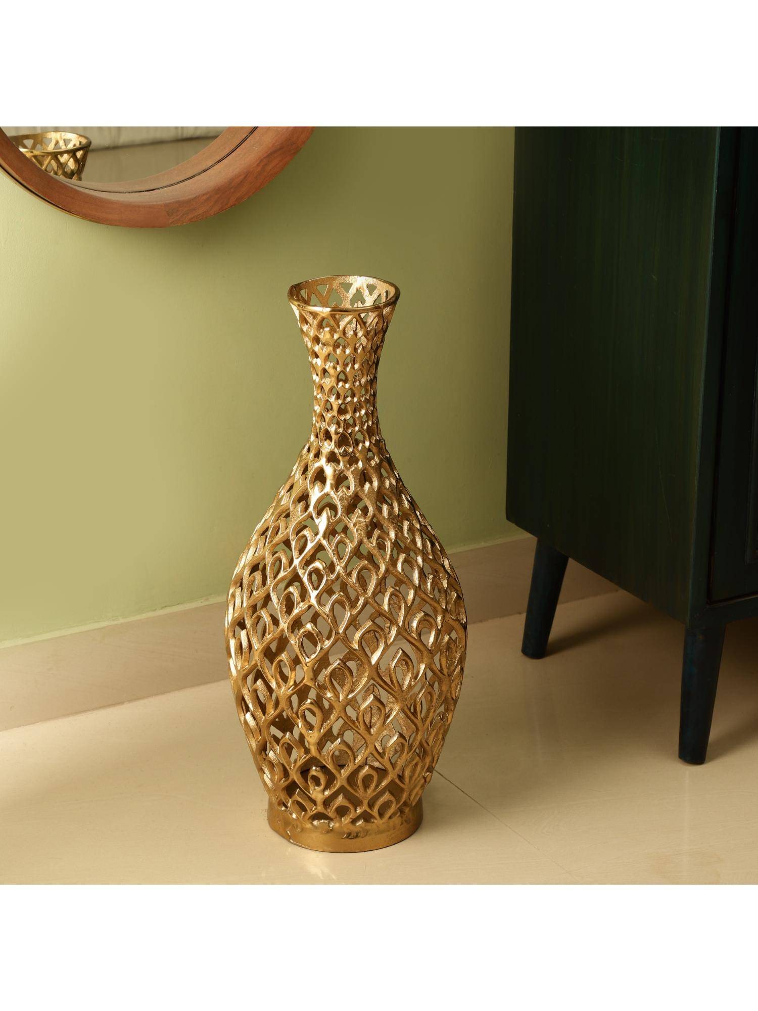 De Maison Decor Cavendish Ornate Metal Floor Vase