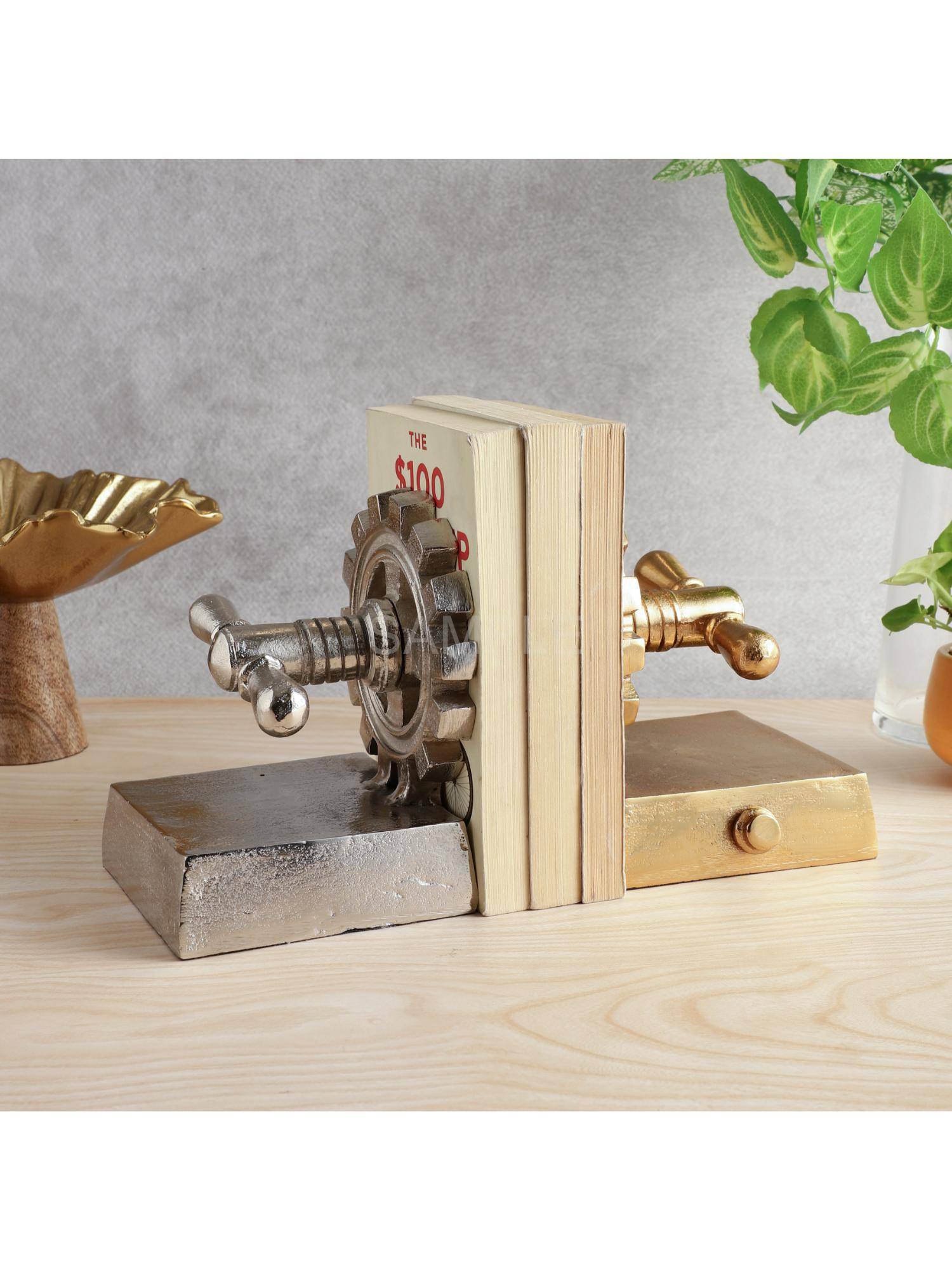 De Maison Decor The Gearlock Bookend Gold & Silver