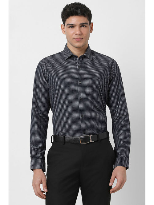 Peter England Men Grey Regular Fit Full Sleeves Formal Shirt