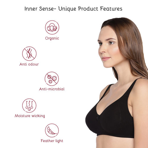 Buy Inner Sense Organic Seamless Side Support Bra - Black Online
