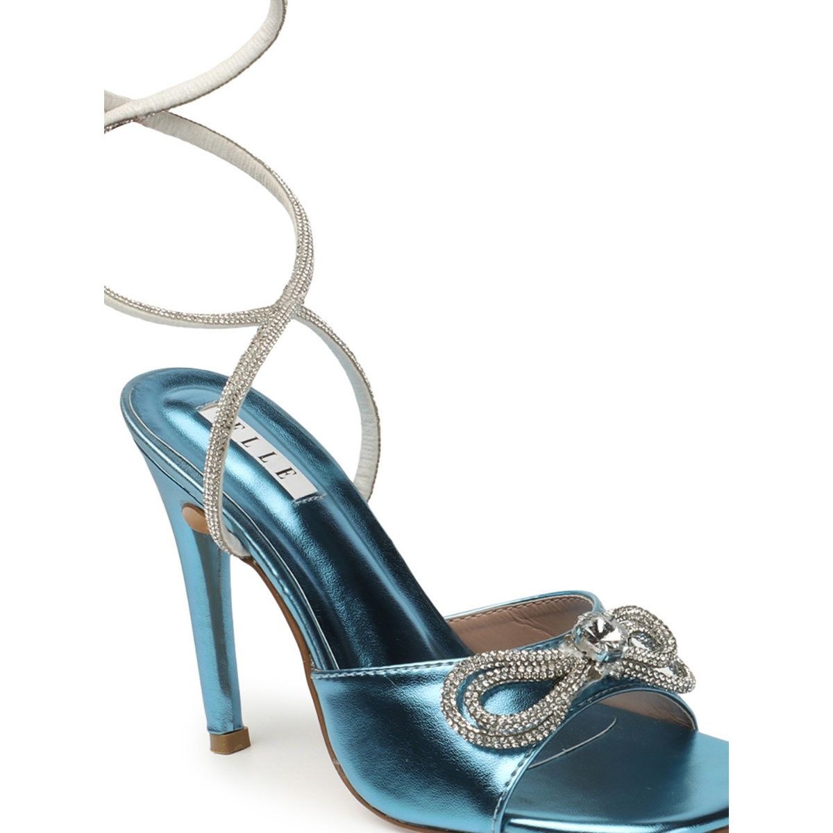 Buy ELLE Metallic Blue Women Embellished Sequined Heels Online