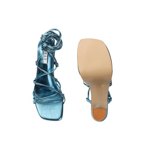 ELLE Metallic Blue Women Embellished Sequined Heels (EURO 39)