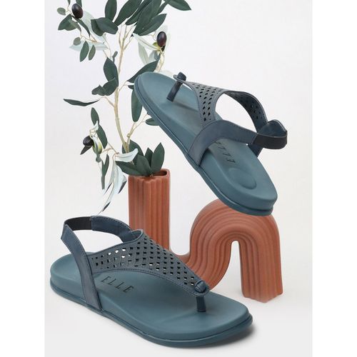 ELLE Navy Blue Women Woven Flats (EURO 36)