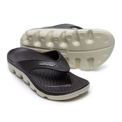 Buy SOLETHREADS Active-ortho Brown Solid Women Flip Flops Online - Main Image